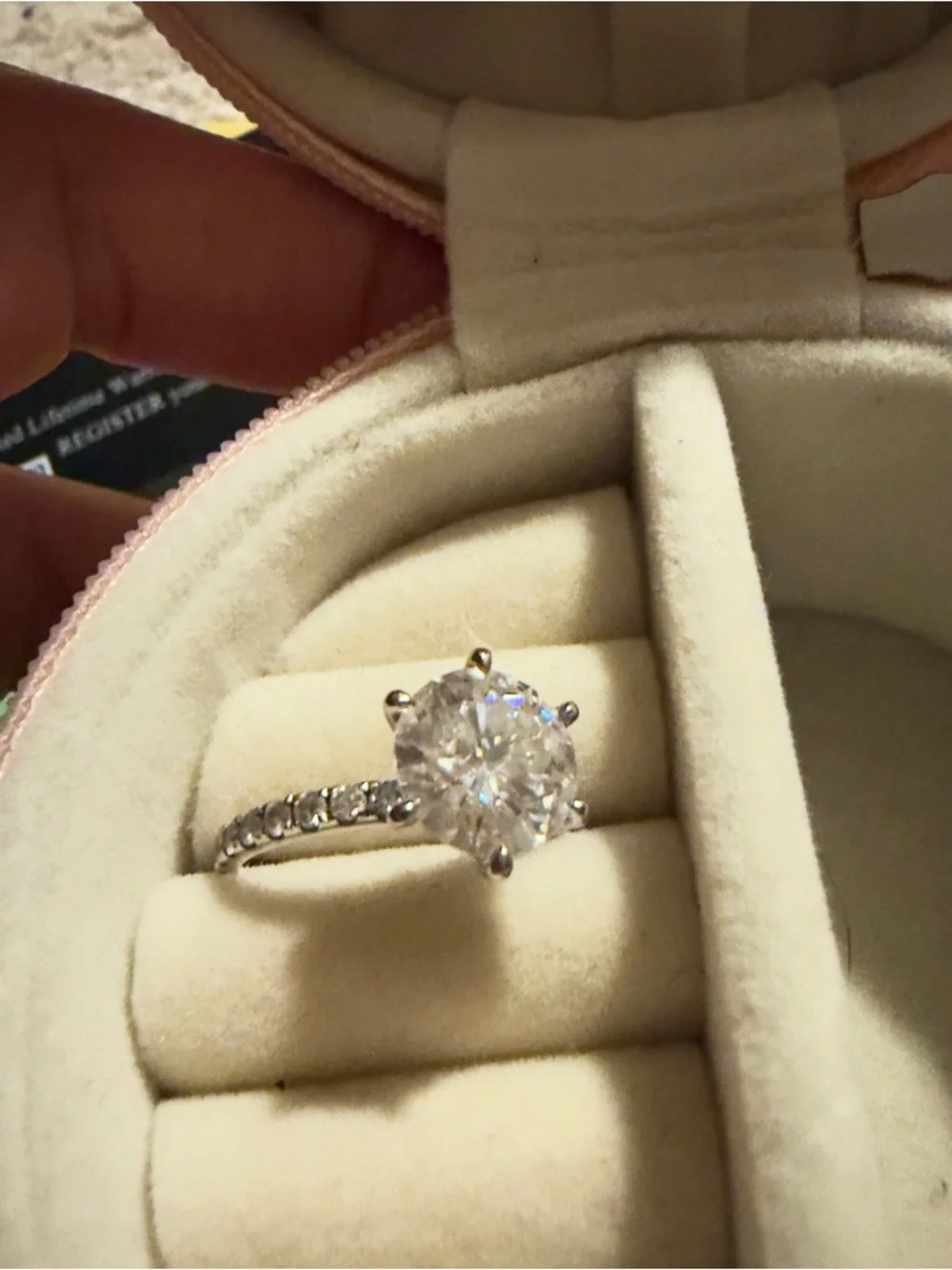 GRA Certified Round Cut Moissanite Engagement Ring